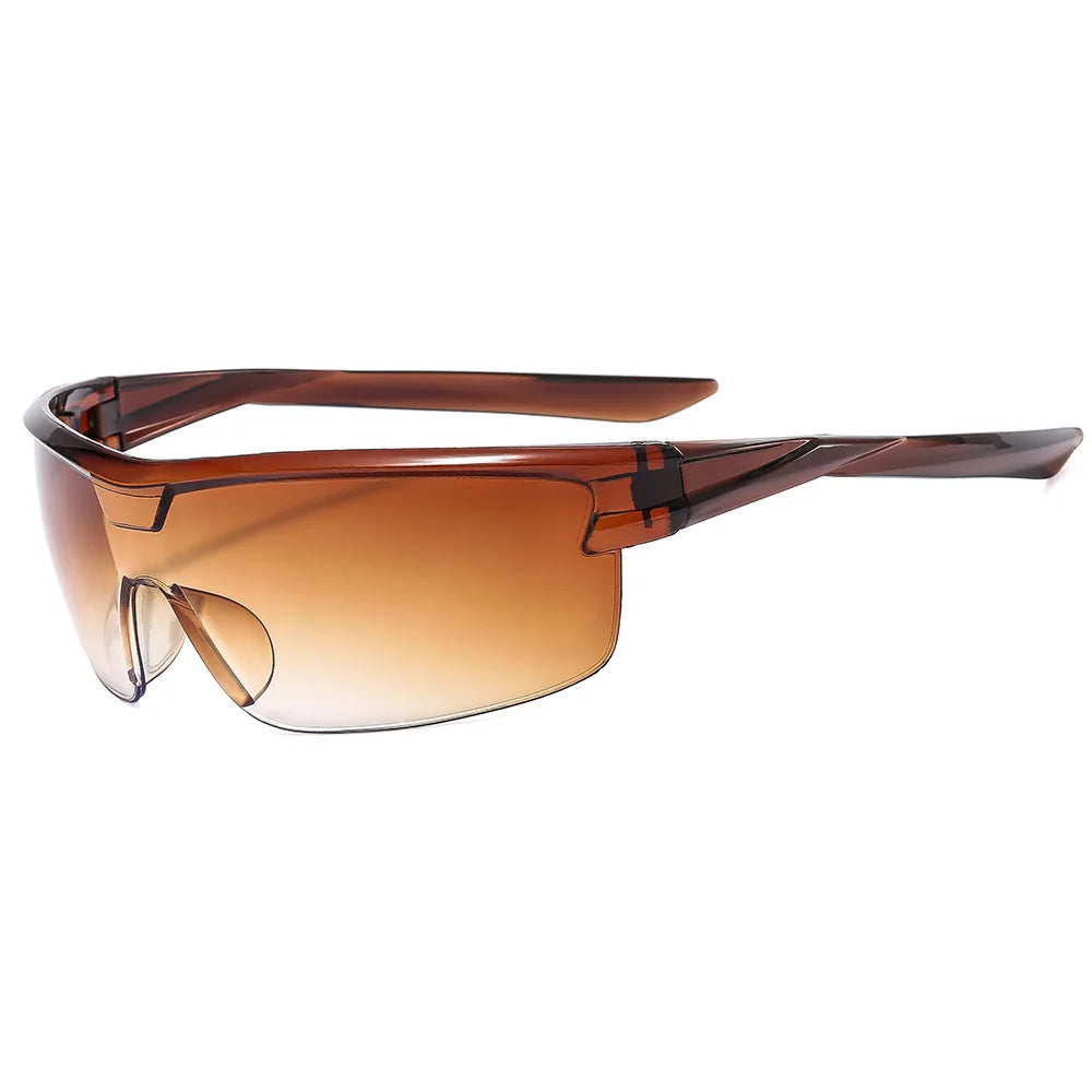 Y2k rimless sunglasses for women with snake print design, metal legs, gradient lenses, wrap-around style, stylish punk eyewear.