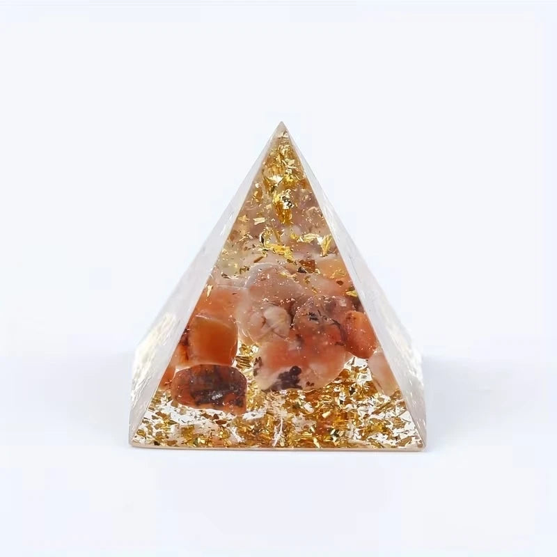 1set(7pcs) Orgonite Pyramid Natural Mixed Crystal Chips Chakra Healing Stone Desk Decor Meditation Ornament Home Decoration
