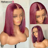 Ginger brown lace front wig with short bob style, human hair, reddish brown color, glueless Brazilian Remy hair, 13x6 lace area
