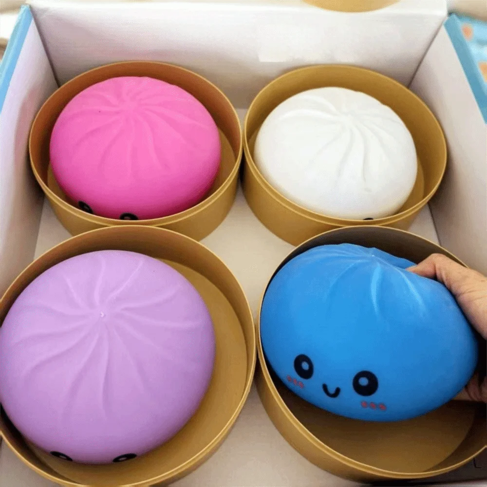 15cm Jumbo Dumpling Squishy With Steamer Realistic Bun Squishy Big Bun Cute Soft Pinch Sensory Fidget Ball Student Prize