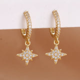 Stainless steel star dangle earrings with sparkling zircons by HSF Marketplace