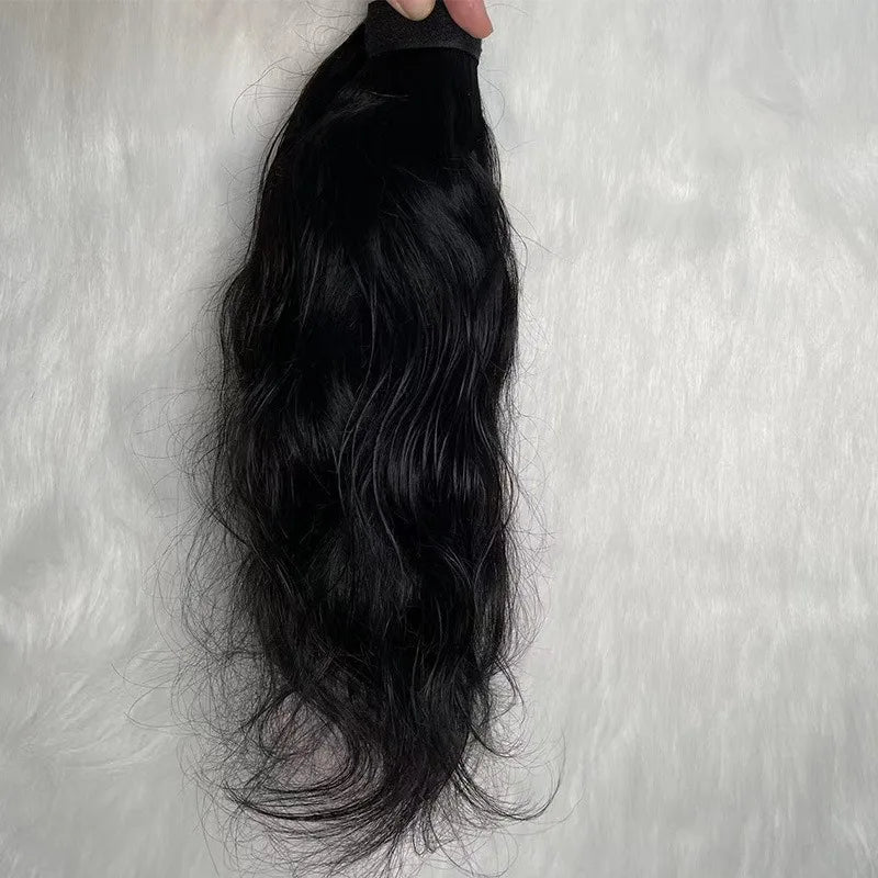 12A Long Ponytails Wrap Around natural color Human Hair Body Wave Clip in Hairpiece Blonde 8-30" for Women's Stylish Look