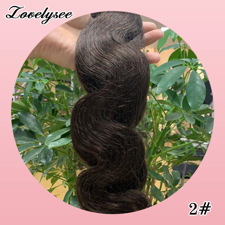 Brazilian human hair body wave drawstring ponytail extension, wrap-around natural Remy hair piece
