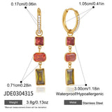 Multicolor geometric drop earrings with 18K gold plating by HSF Marketplace