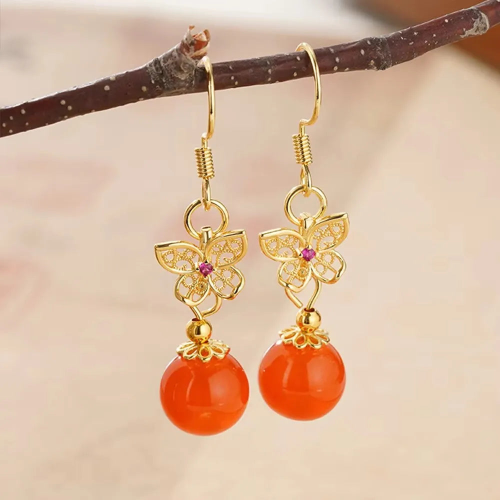 925 sterling silver jade drop earrings for women, elegant jewelry design
