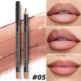 Waterproof lip liner and smudge-proof eyeliner pencil in brown nude shades, with highly pigmented, smooth glide for precise lip and eye definition.