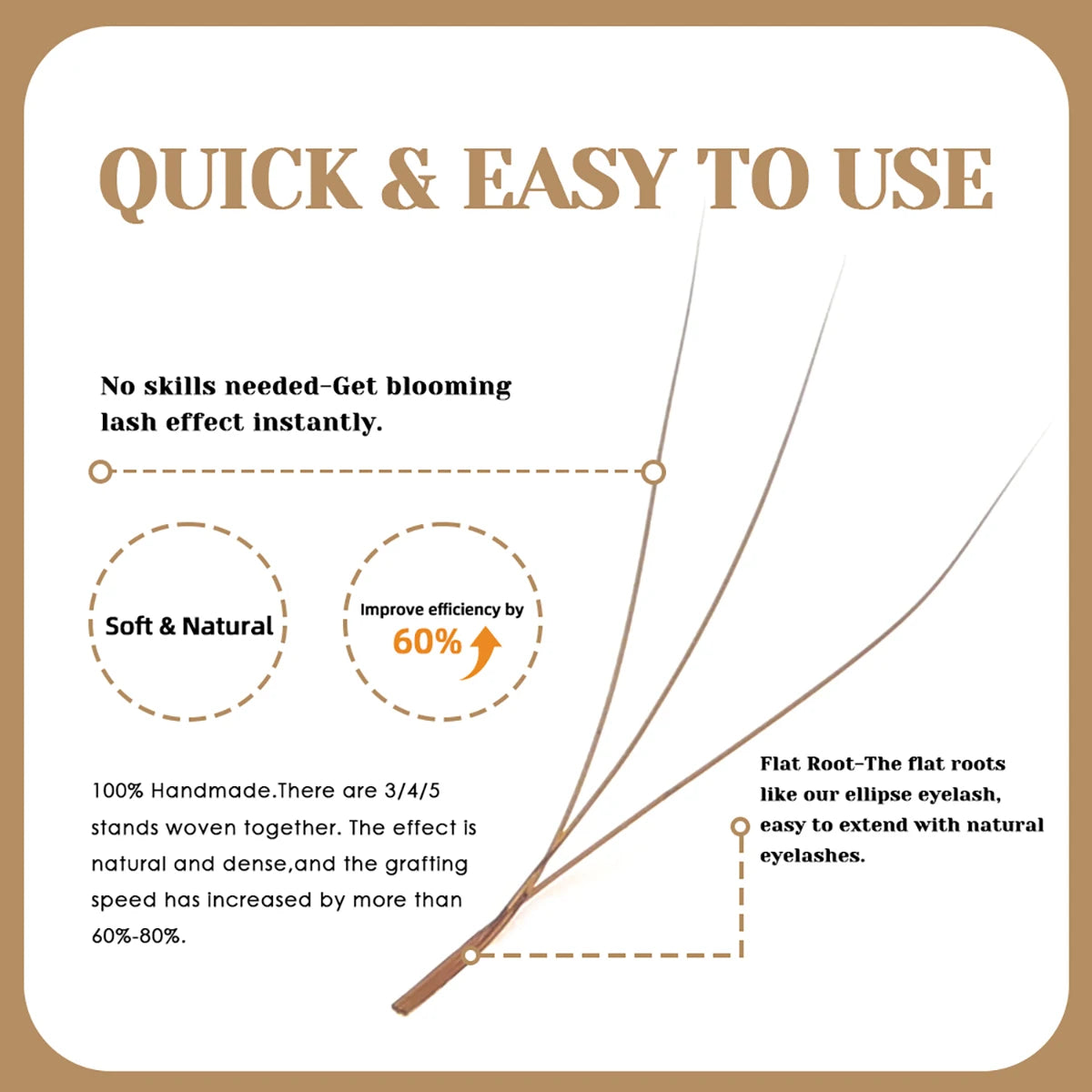 HAIRSOFLY SHOP premium brown 3D 4D 5D false eyelash extensions in layered volume style