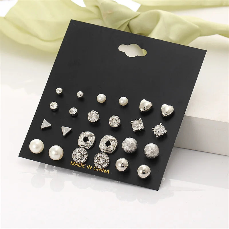 Trendy vintage gold stud earrings set for women by HSF Marketplace