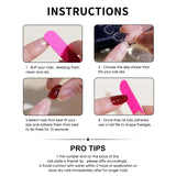 24pcs Sweet Punk pink and black French polka dot striped long coffin press-on false nails by HSF Marketplace