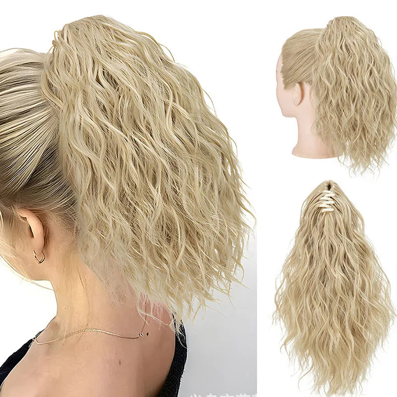 Cute curly ponytail extension with clip design, easy-to-wear hairpiece for everyday styling