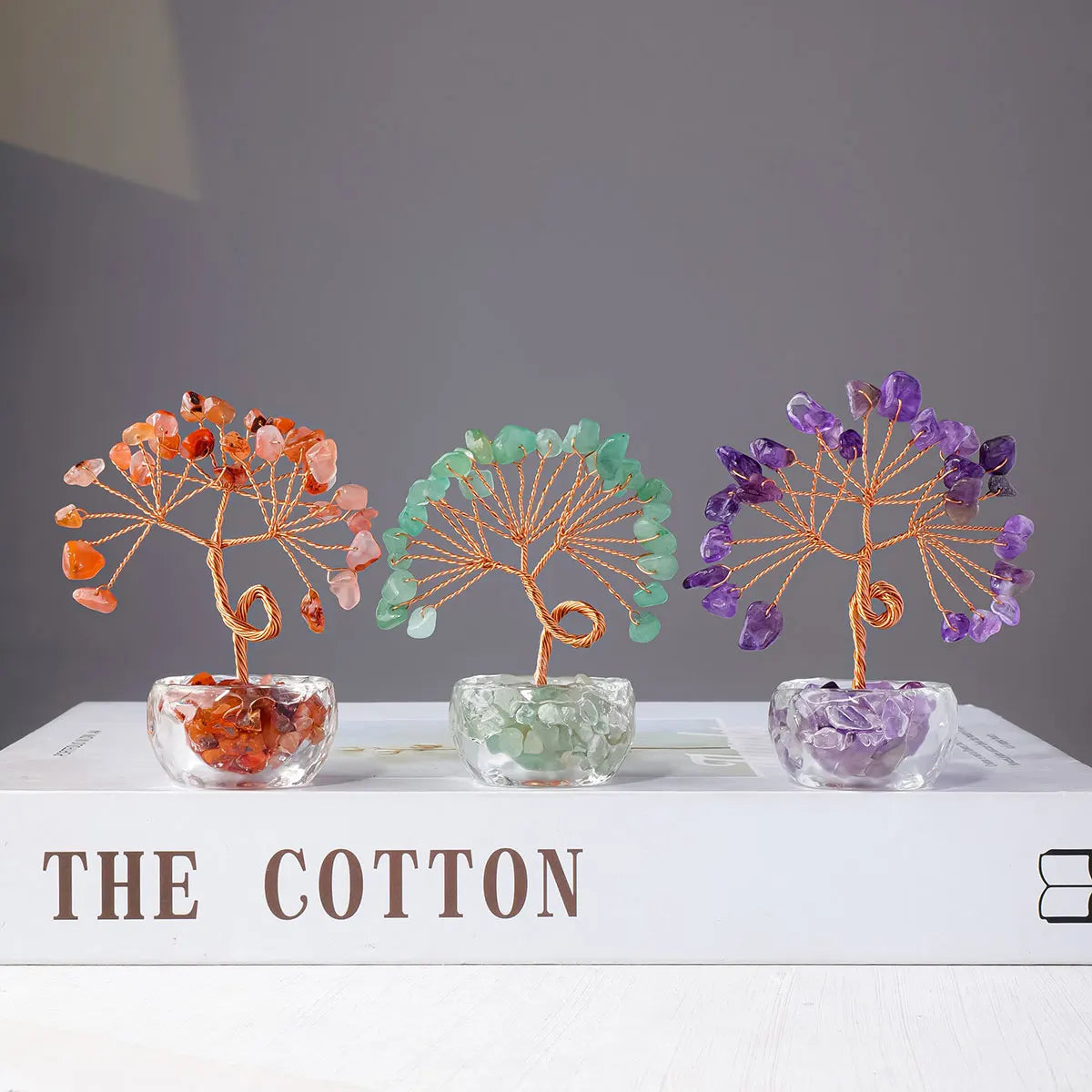 1pc Natural Crystal Lucky Tree Ornament Glass Treasure Pot Base Home Desktop Decoration Crafts Holiday Gift
