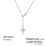 Gold stainless steel North Star pendant necklace for women with zircon accents, waterproof jewelry featuring an eight-pointed star design.