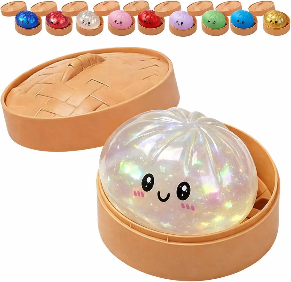 A2027Glitter Dumpling Glitter Dumpling Squishy with Box Dumplings Sensory Squeeze Toy for Stress Relief