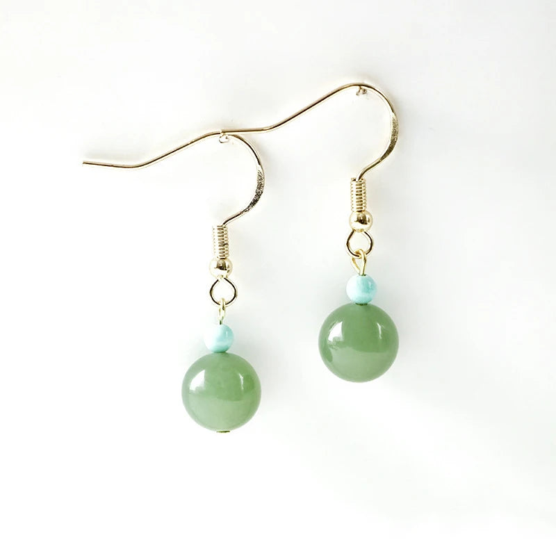 Elegant ancient-style jade earrings for girls, versatile jewelry gift by HSF Marketplace