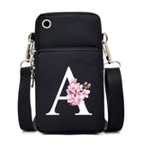 Fashion floral letter crossbody bag for women, HSF Marketplace Sakura alphabet design, small mobile phone and purse messenger bag