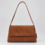 Vintage faux suede shoulder bag for women by HSF Marketplace, with a soft textured finish and classic design