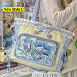 Large capacity Japanese Y2K cute Ita bag by HSF Marketplace, transparent shoulder tote bag with Lolita style, casual crossbody handbag.