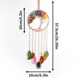 Tree of Life 7 Chakra Stone Dream Catcher Healing Crystal Gift, Room Decoration for Women Hanging Curtains Car