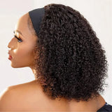 Jerry curl headband wig human hair short glueless Remy water wave bob wig for Black women