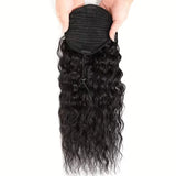 Women’s Clip-In Human Hair Ponytail Extensions 10A Grade Water & Corn Wave, 100% Unprocessed Brazilian Hair, Drawstring Closure