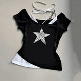 Women's Y2K summer casual halter neck T-shirt set by HSF Marketplace