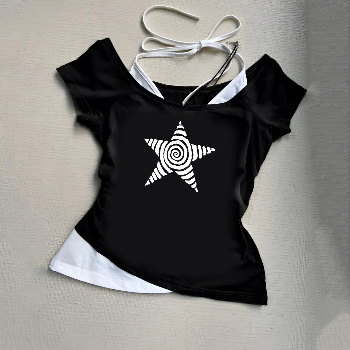 Women's Y2K summer casual halter neck T-shirt set by HSF Marketplace