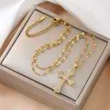 Retro cross clavicle chain necklace from HSF Marketplace, featuring a simple pendant, ideal as stylish jewelry or holiday accessory.