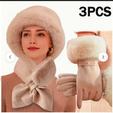 HSF Marketplace winter warmth set with plush hat, gloves, and scarf for cold-weather comfort