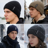 Women's URGENTMAN winter beanie hat with plush fur lining and thick knitted design in a casual style