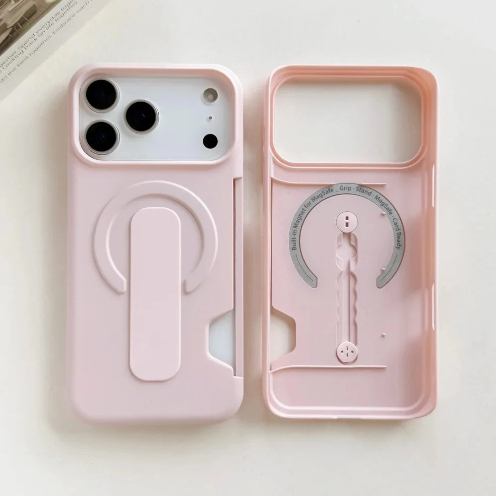 Magnetic card holder kickstand case for iPhone 17 Pro Max by HSF Marketplace