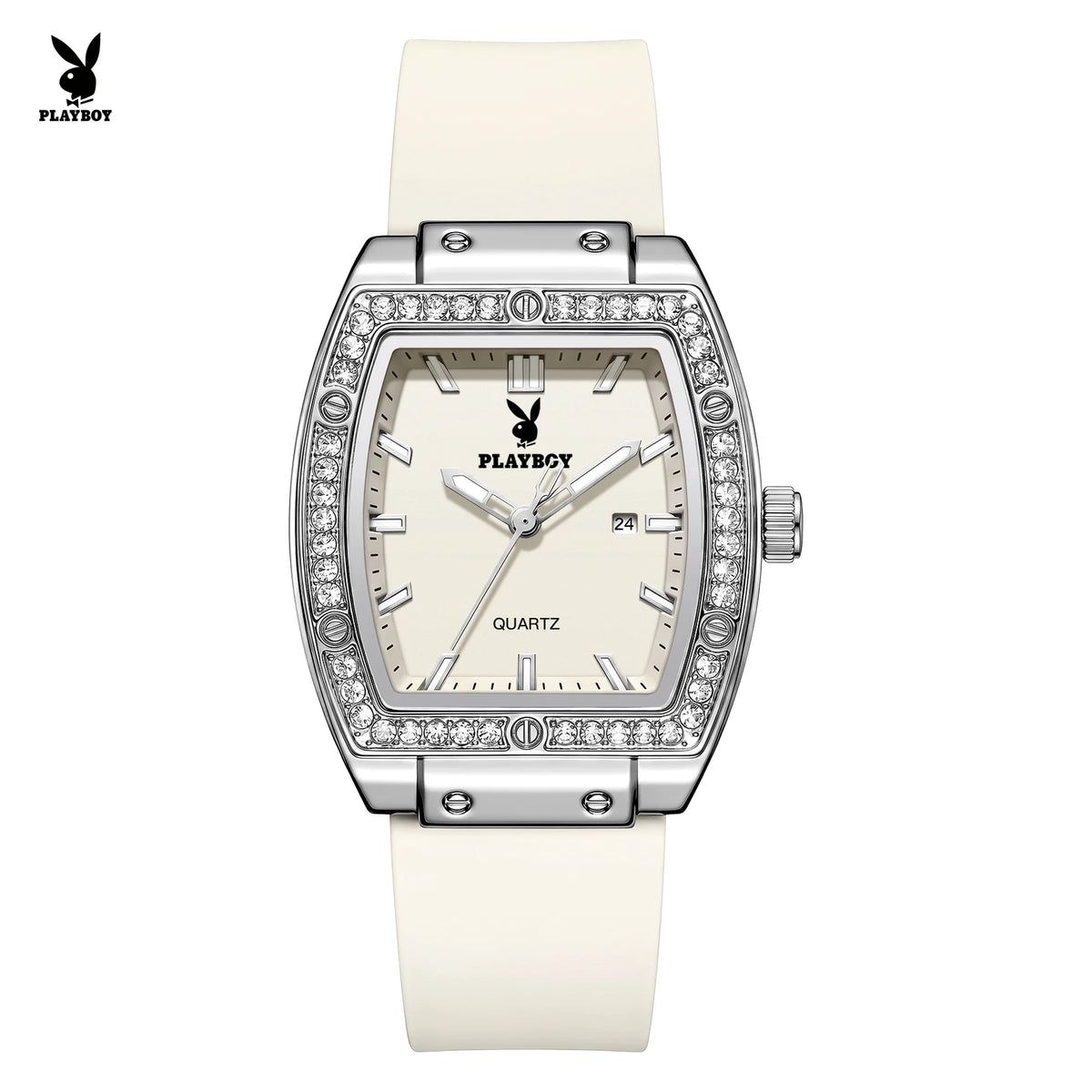 PLAYBOY Woman Elegant Date Quartz Wristwatch Waterproof Luminous Diamond Bezel Watches for Woman Luxury Original Brand Reloj