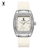 PLAYBOY Woman Elegant Date Quartz Wristwatch Waterproof Luminous Diamond Bezel Watches for Woman Luxury Original Brand Reloj