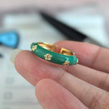 925 Sterling Silver Open Finger Ring Golden Enamel Donut Dazzling Geometric Punk For Women Jewelry Gift Dropship Wholesale