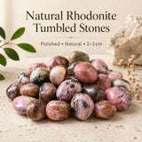 300g Natural Rhodonite Tumbled Stones 2-3cm Polished Pink Black Crystal Bulk for Decor Gift