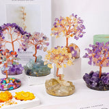 1PC Natural Crystal Tree Handmade Tree of Life Reiki Healing Mineral Specimen Home Decoration Gifts Souveni Drop Glue Resin Base