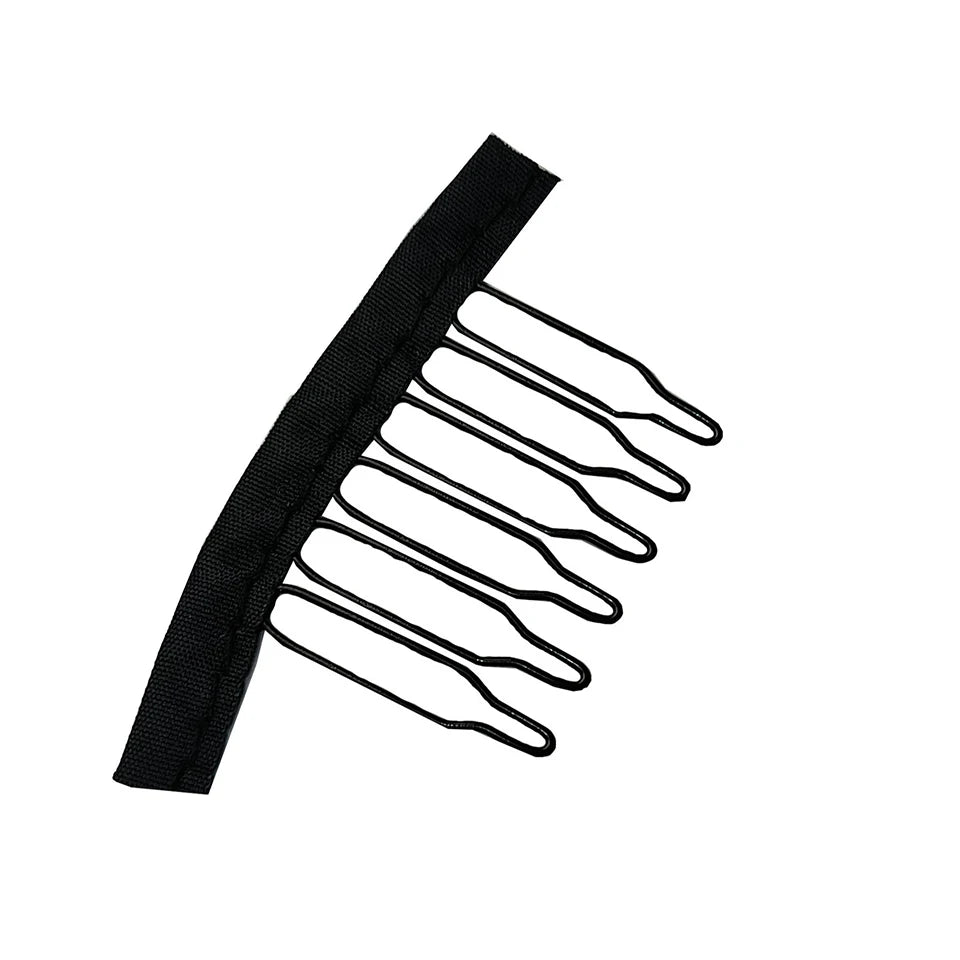 50pieces Black Steel Polyester Durable Wig Combs with Polyester cloth For Hair Pieces Wig Accessories Tools
