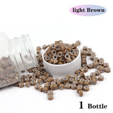 Beige Silicone Tubes Beads Locks Micro Link Ring Tube For Most I-Tip Hair Extension Tips 500Pcs Silicone Lined Micro Ring Beads