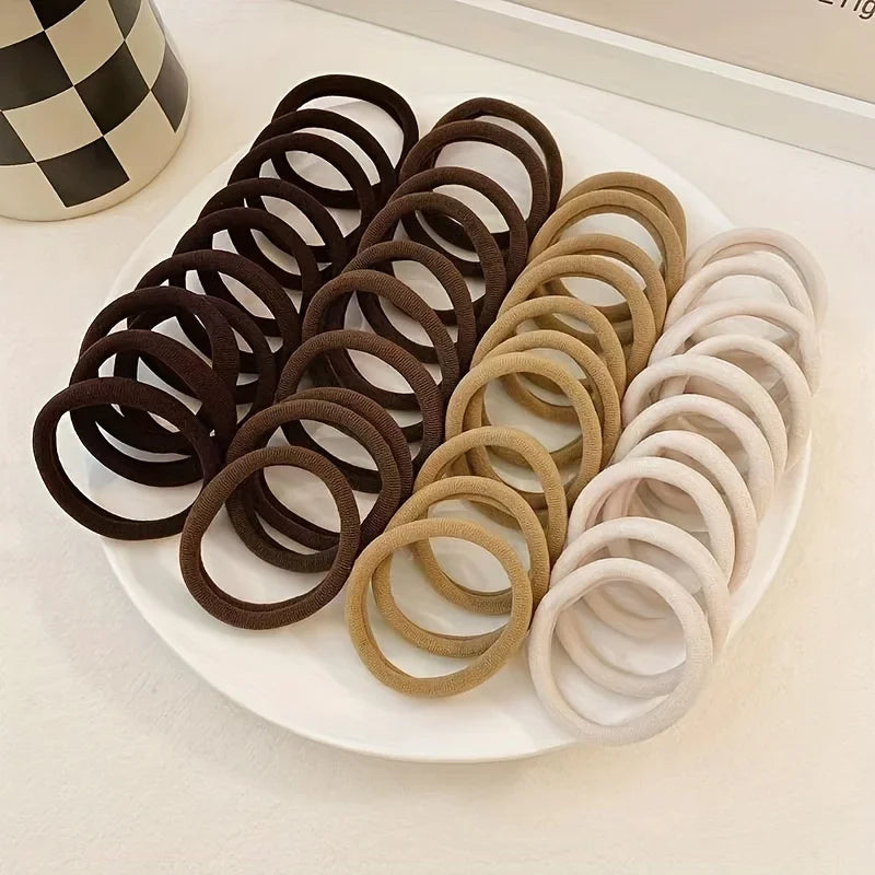 50/100Pcs Mixed Color Hair Rubber Bands,Women High Elastic Hair Ties,Korean Ponytail Holders,No Damage Hair Headbands