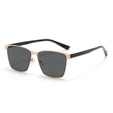 Unisex HSF Marketplace polarized UV400 square sunglasses with thin metal frame, ideal for cycling and outdoor sports.