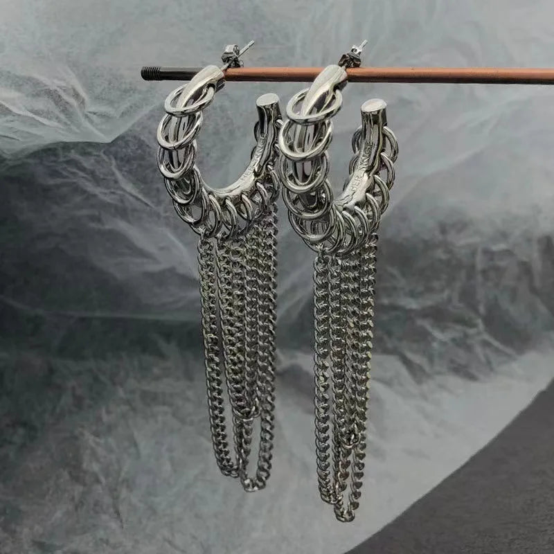 Exaggerated long fringe earrings for women, European and American personality jewelry accessories