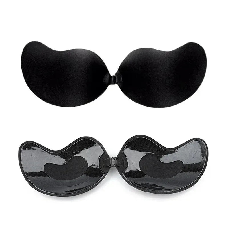 Invisible strapless adhesive stick bra, seamless silicone push-up lingerie with nipple covers, 1 or 2 pieces