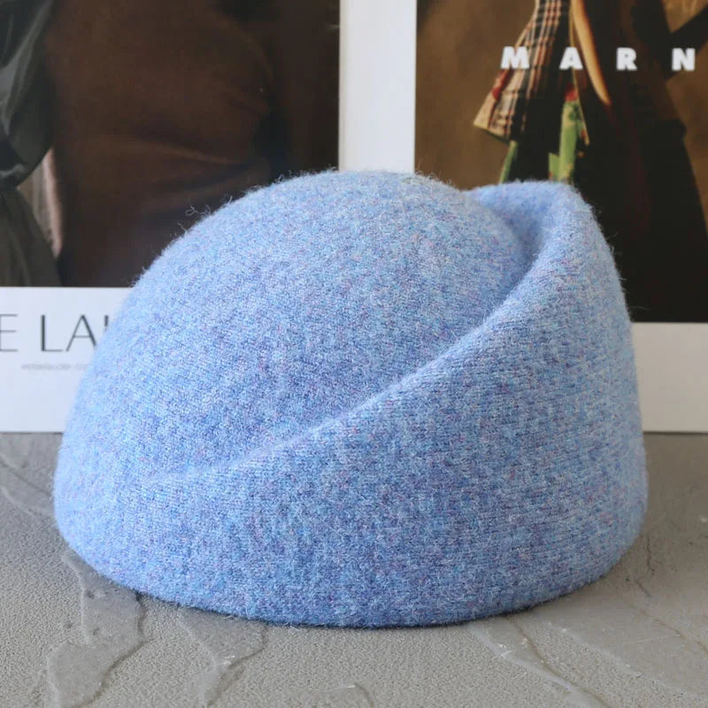 Women's warm wool blend winter beret hat in an elegant style by HSF Marketplace