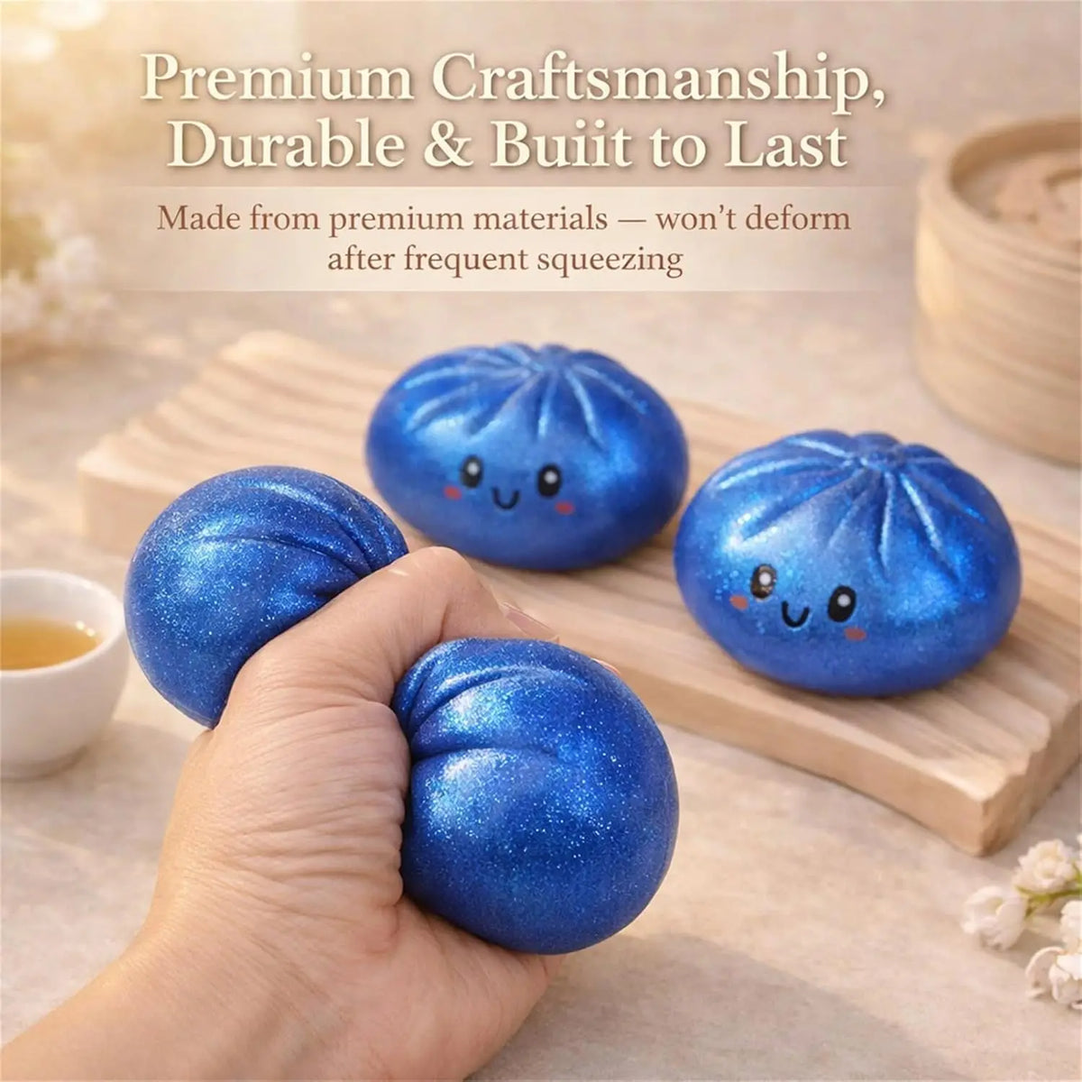 A2027Glitter Dumpling Glitter Dumpling Squishy with Box Dumplings Sensory Squeeze Toy for Stress Relief