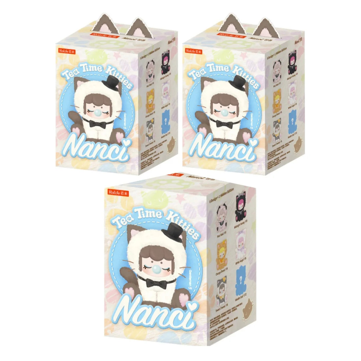 Rolife Nanci's Tea Time Kitties plush blind box collectible action figure toy in surprise packaging