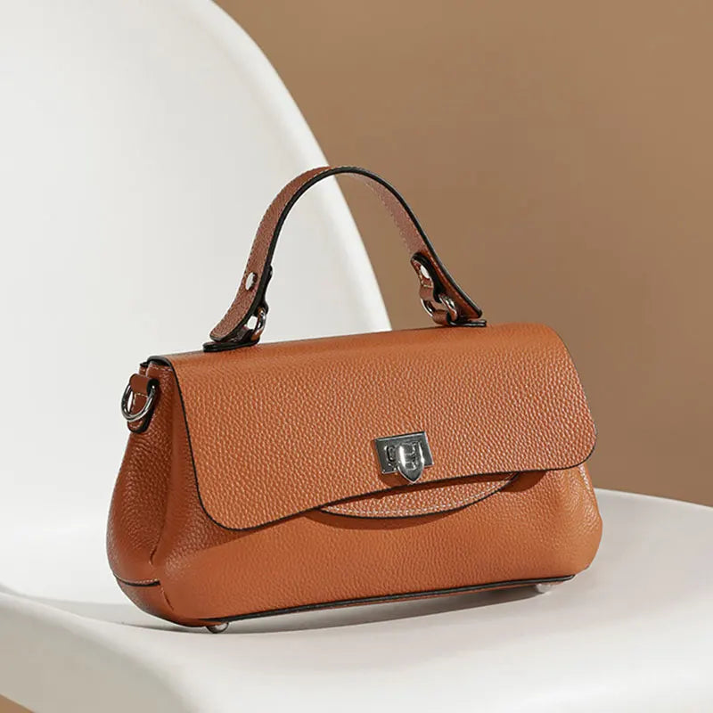 Luxury genuine leather women's crossbody bag in black, HSF Marketplace handbag with adjustable strap