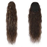 HSF Marketplace 26-inch 180g curly drawstring ponytail clip in ombre brown blonde synthetic hair