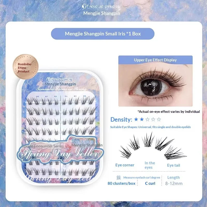 No Glue Self-Adhesive False Eyelashes - Dramatic Volume Natural Wispy Winged Fox Eye Manga Style Fluffy Cat Eye Lashes 7-12mm