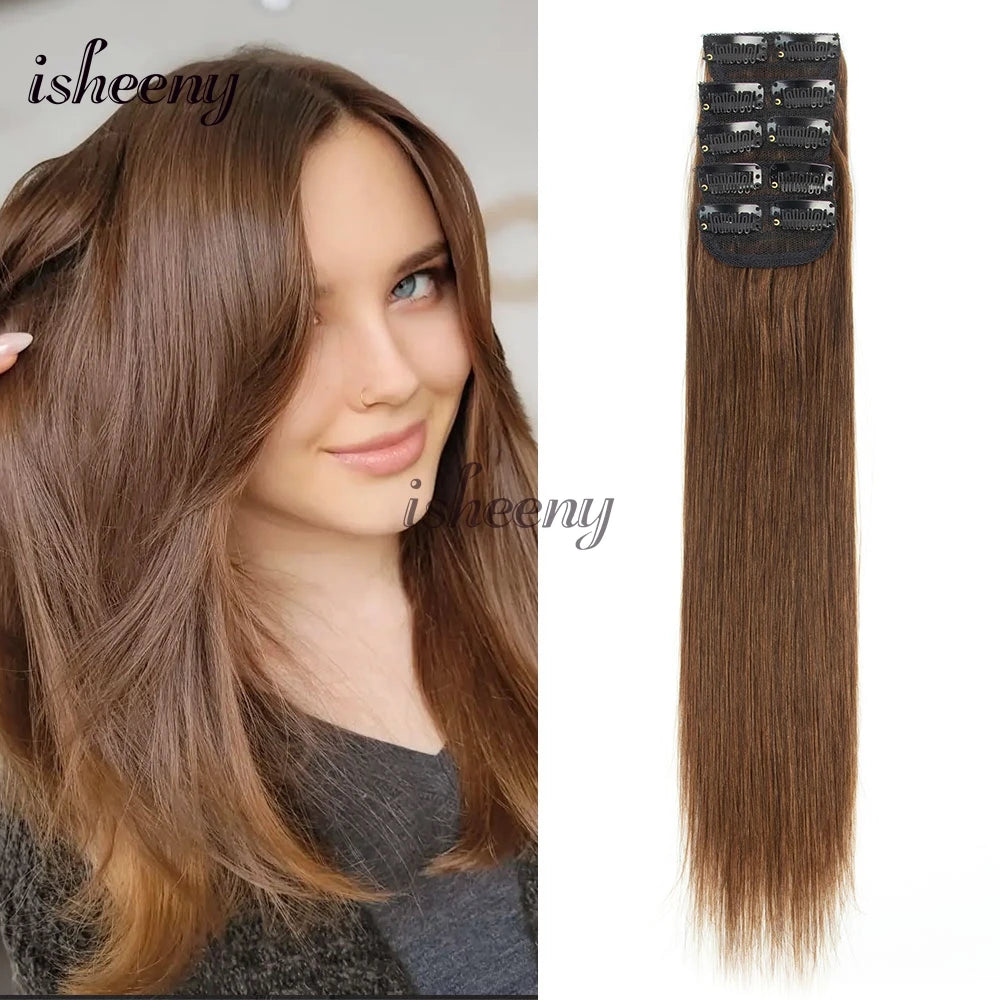 Invisible clip-in real human hair extensions, 5-piece pack with mini clips, Remy hair, 12–18 inch lengths
