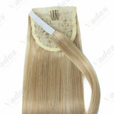 Silky straight human hair clip-on ponytail extension, natural Remy hair horsetail for women by HSF Marketplace