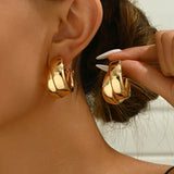 HSF Marketplace stainless steel golden double-layer hollow flower hoop earring for women
